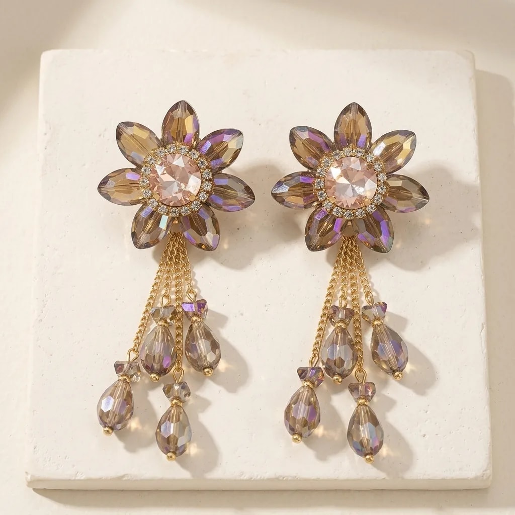Prism Glimmer Petal Drop Earrings