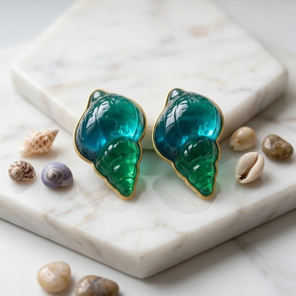 Ocean Spiral Shell Earrings