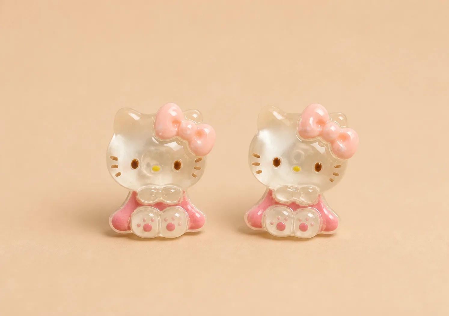 Pink Petal Kitty Studs