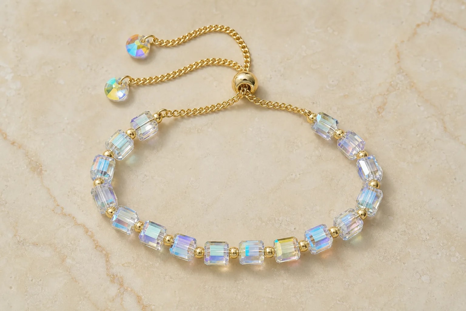 Cube Crystal Beaded Bracelet