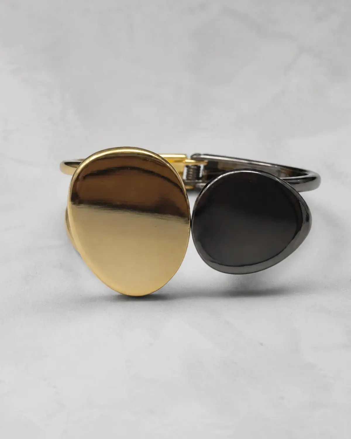 Dual-Tone Oval Elegance Cuff Bracelet
