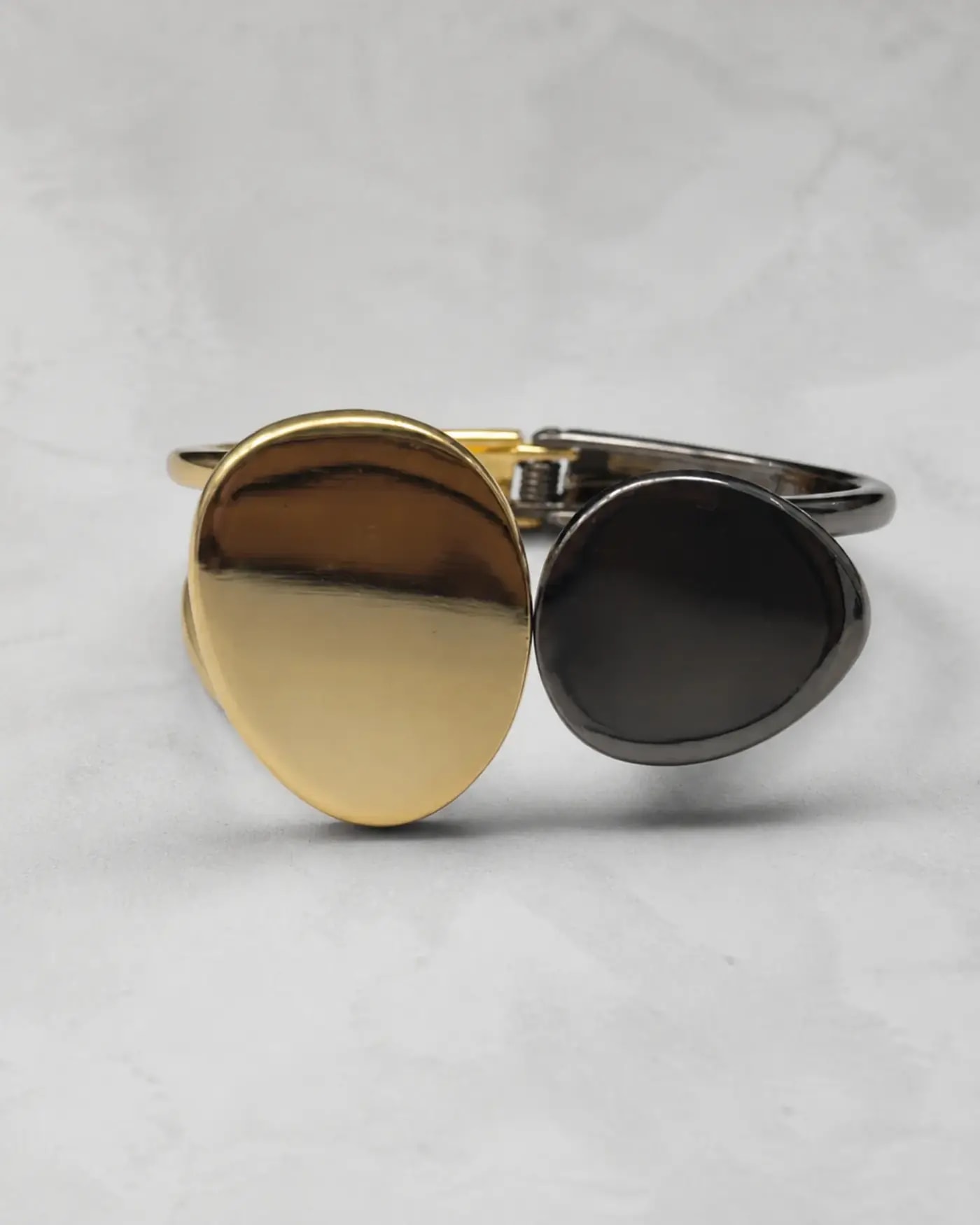 Dual-Tone Oval Elegance Cuff Bracelet