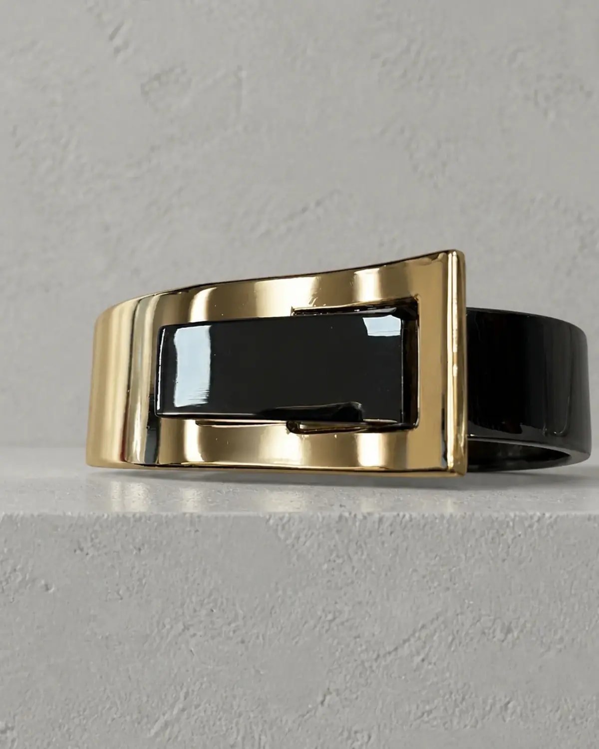 Geometric Dual-Tone Buckle Cuff Bracelet