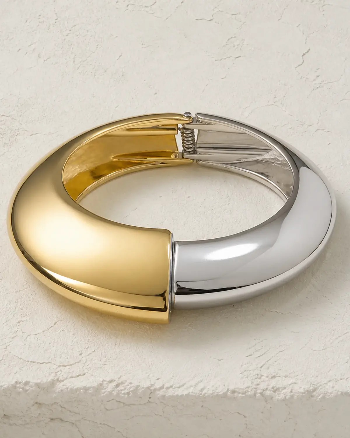 Dual-Finish Sculpted Cuff Bracelet