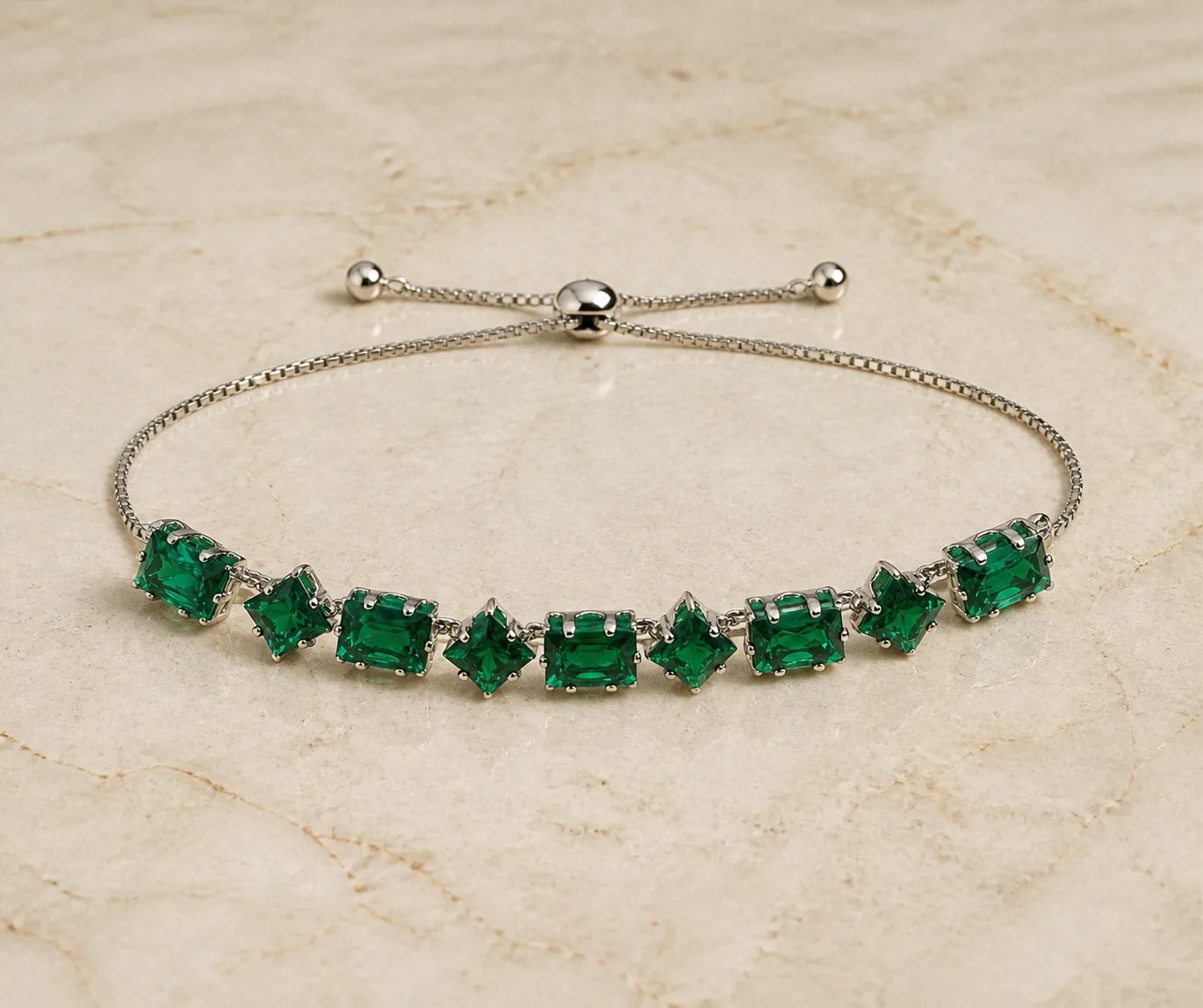 Emerald Cascade Crystal Bracelet