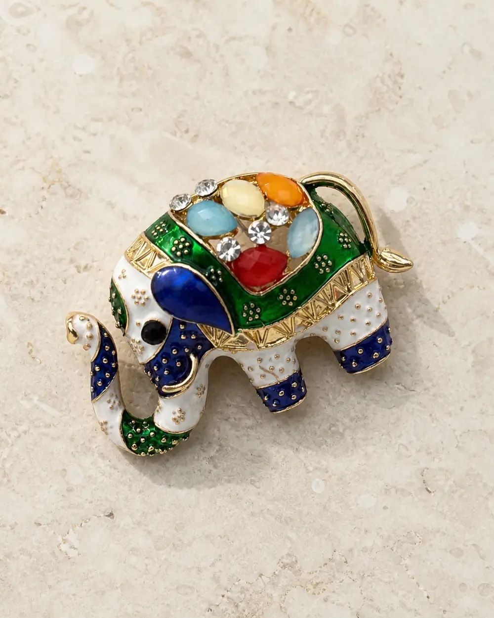 Royal Multigem Elephant Brooch