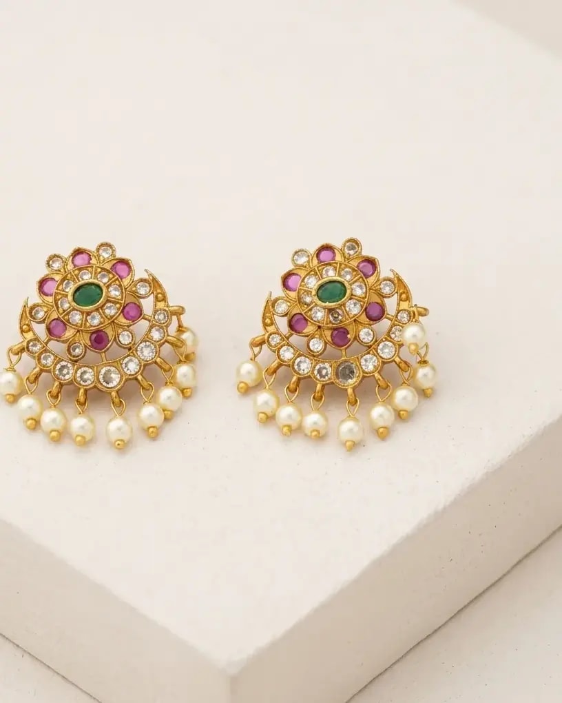Jadau Chand Pearl Earrings