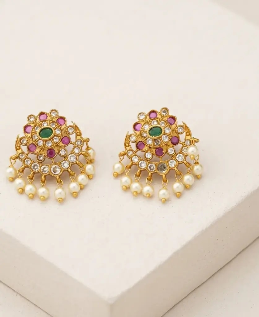 Jadau Chand Pearl Earrings