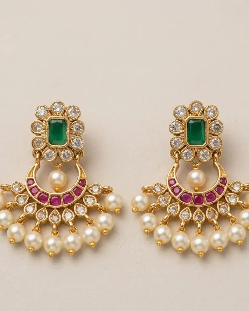 Noor Jadau Pearl Earrings