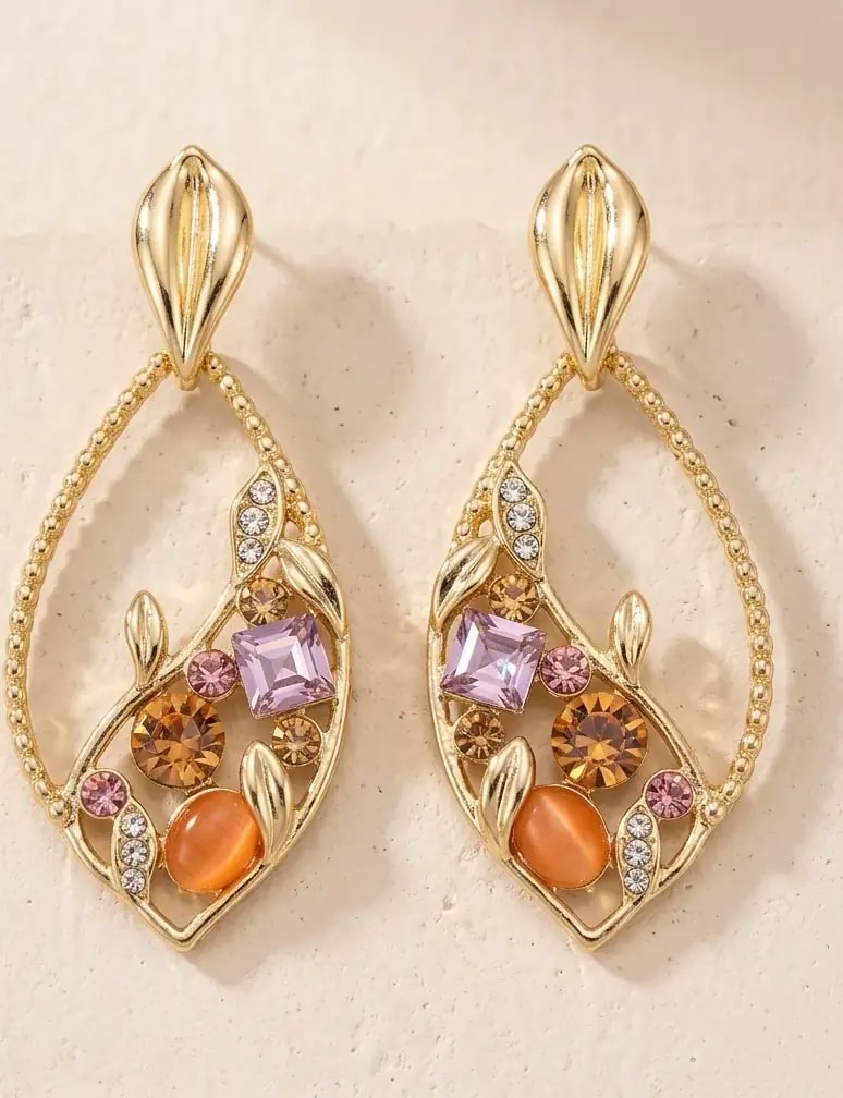 Golden Orchard Gem Drop Earrings