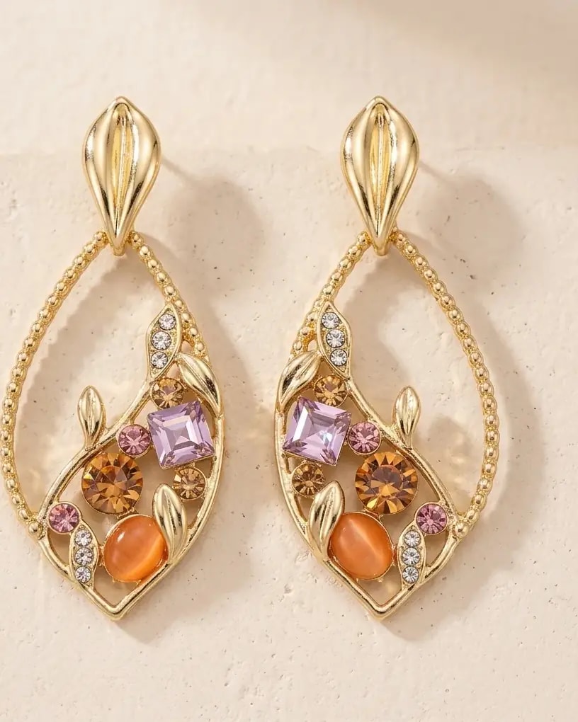 Golden Orchard Gem Drop Earrings