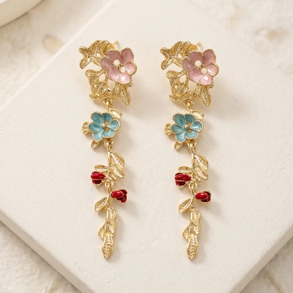 Golden Garden Cascade Charm Earrings