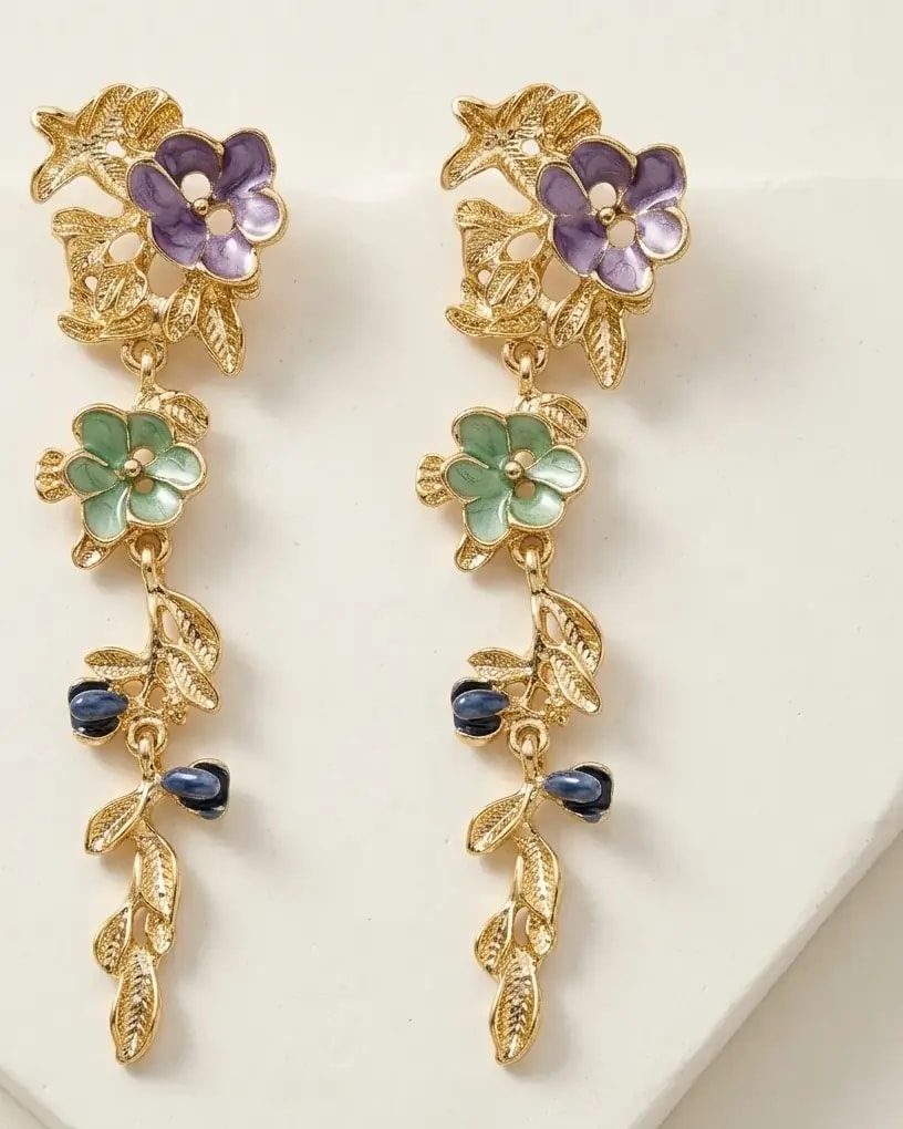 Golden Garden Cascade Charm Earrings
