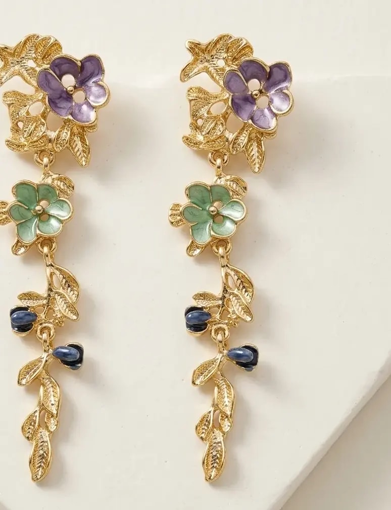 Golden Garden Cascade Charm Earrings