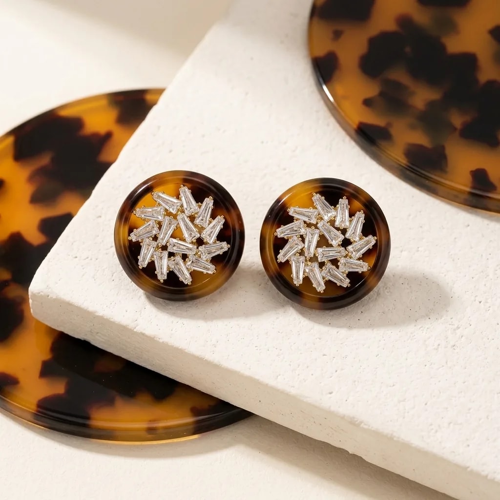 Crystal Snowflake Disk Stud