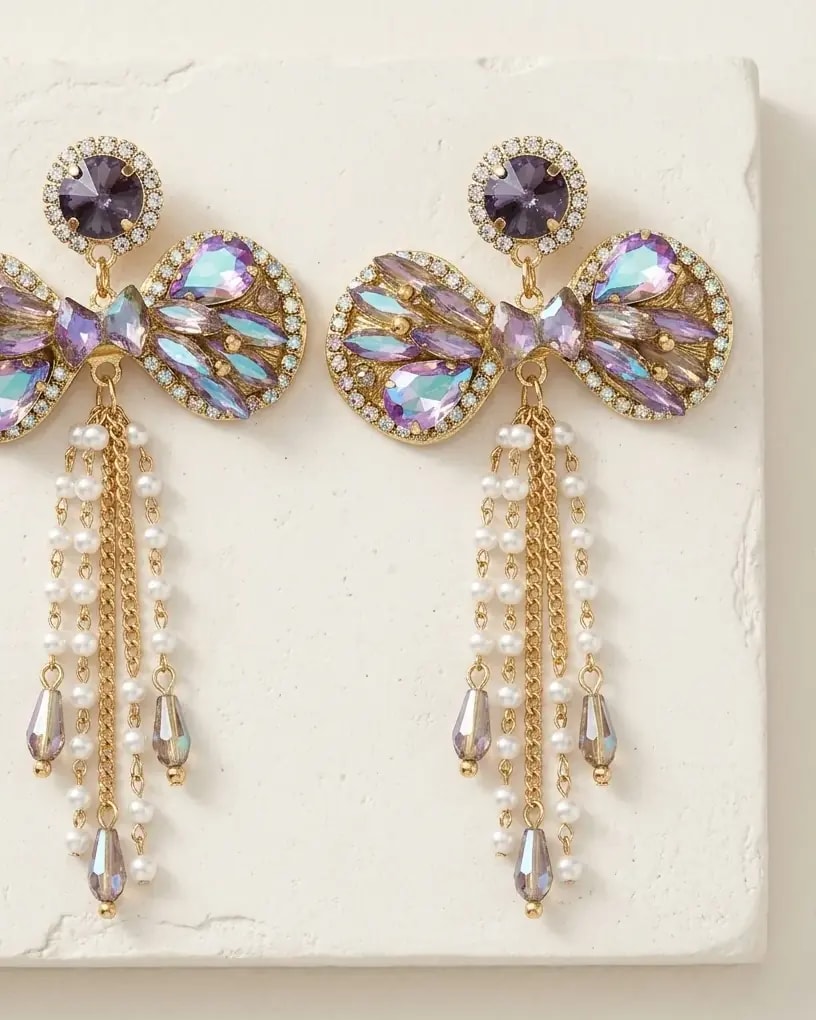 Aurora Bow Cascade Statement Earrings
