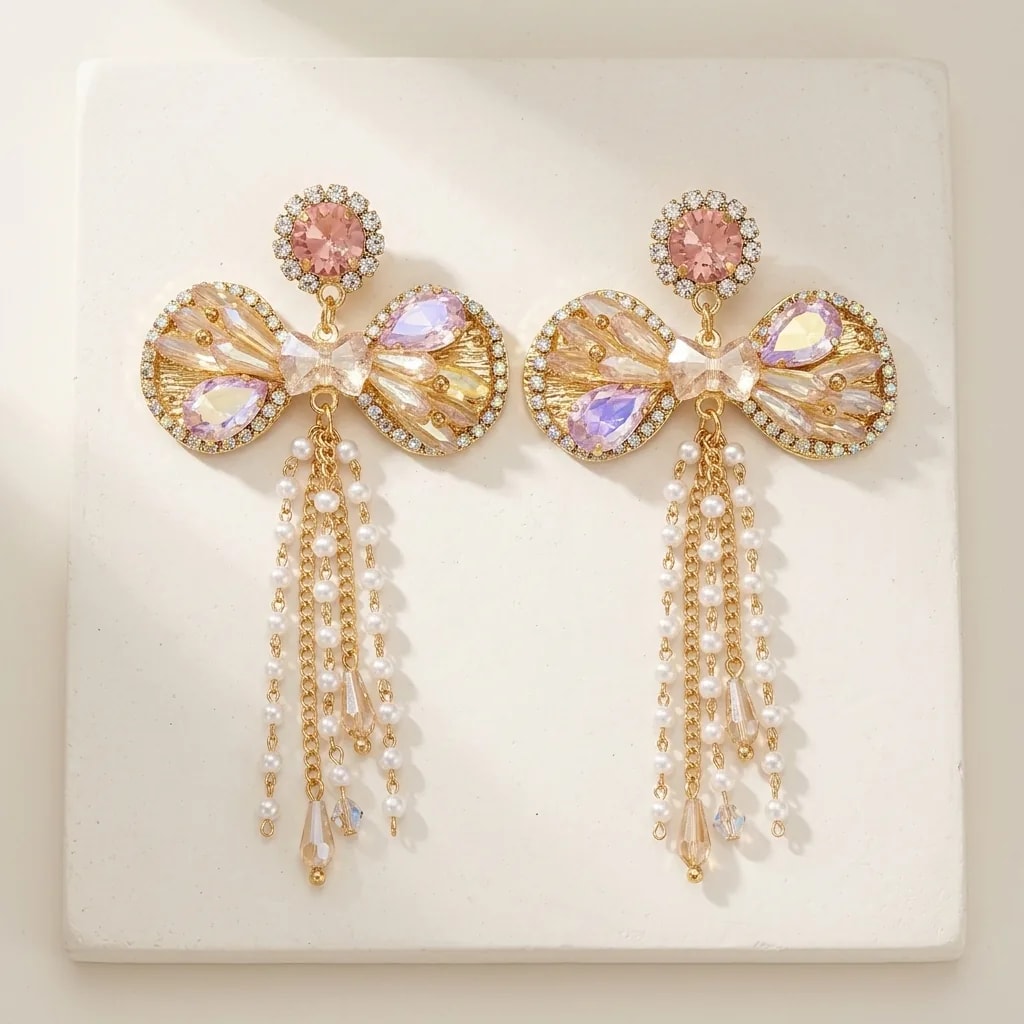 Aurora Bow Cascade Statement Earrings