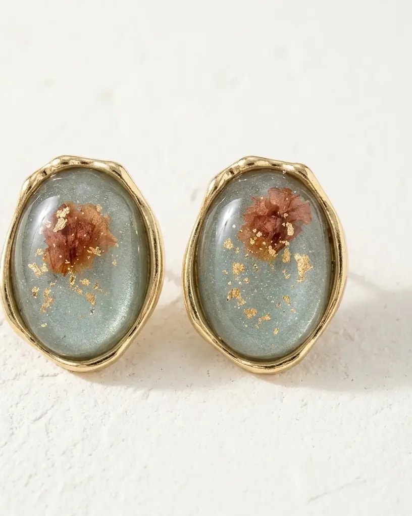 Frosted Resin Bloom Stud Earrings