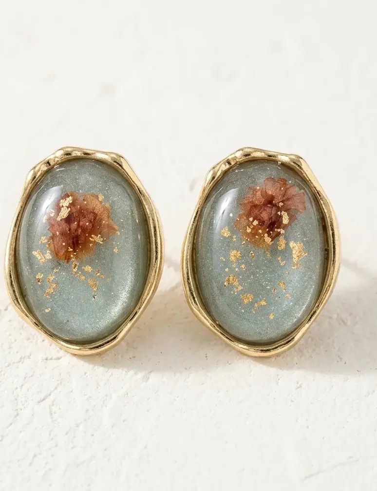 Frosted Resin Bloom Stud Earrings