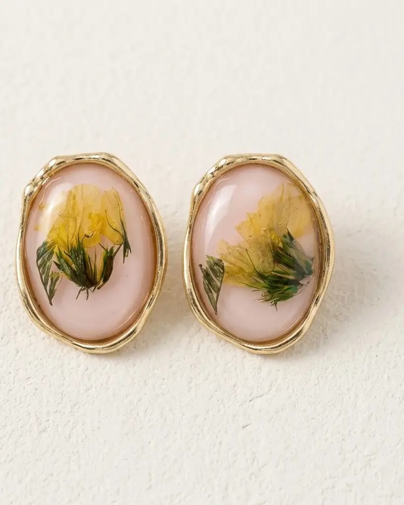 Frosted Resin Bloom Stud Earrings