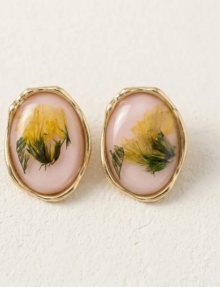 Frosted Resin Bloom Stud Earrings