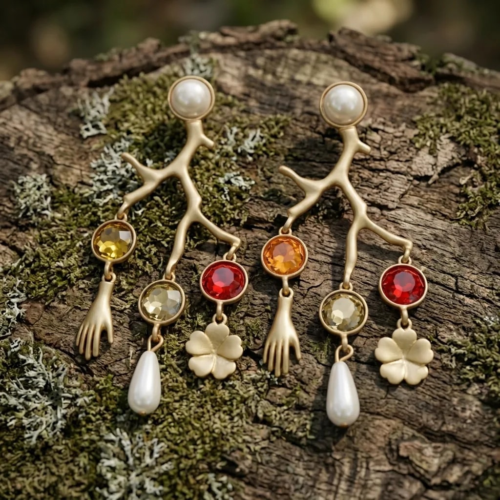 Golden reef Charm Drop Earrings