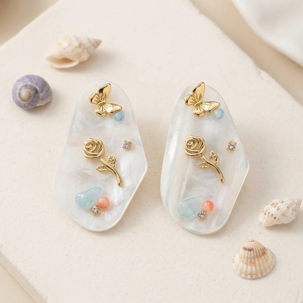 Ethereal Bloom Resin Stud Earrings