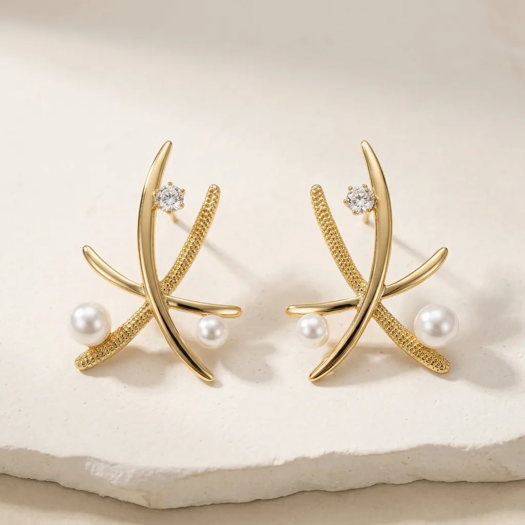 Luna Pearl Arc Earrings