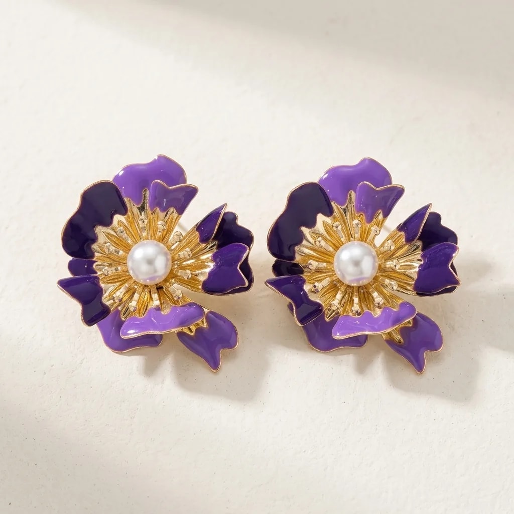 Royal Violet Bloom Earrings