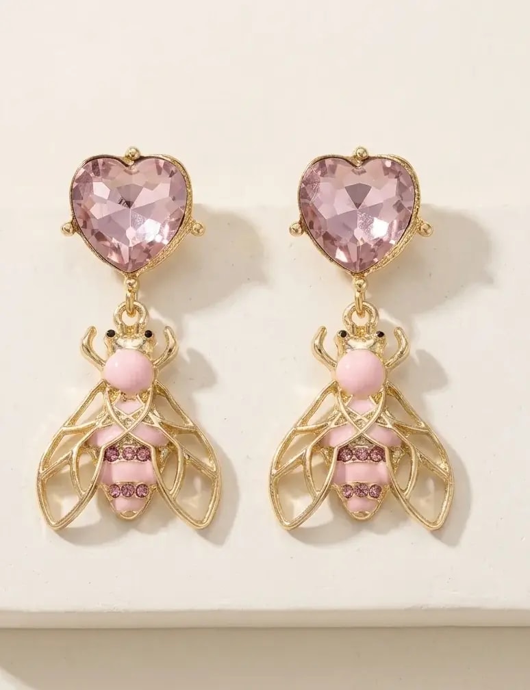 Rosé Heart Buzz Drop Earrings
