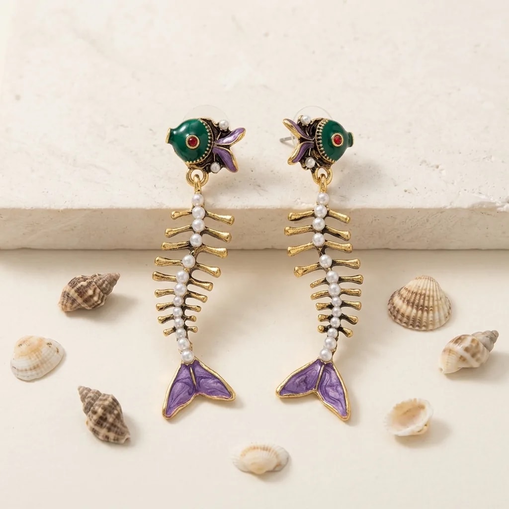 Pearl Lagoon Fish Earrings