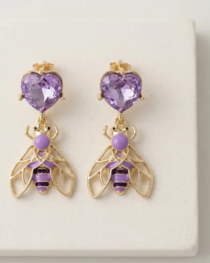 Rosé Heart Buzz Drop Earrings