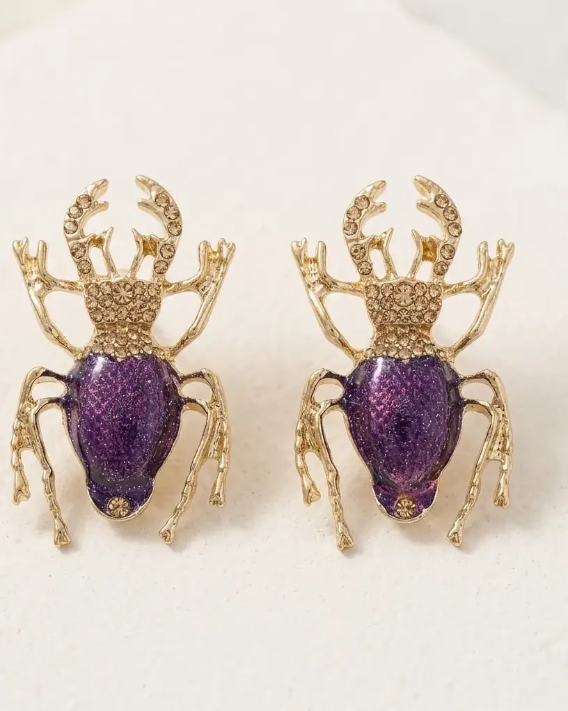 Midnight Jewel Beetle Earrings