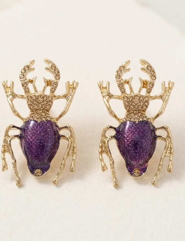 Midnight Jewel Beetle Earrings