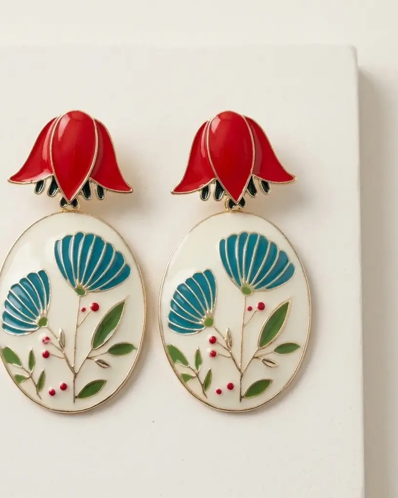 Scarlet Bloom drop Earrings