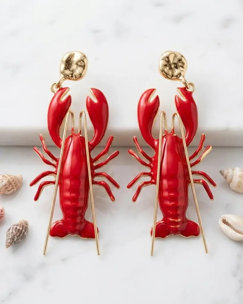 Crimson Coast Lobster Earrings