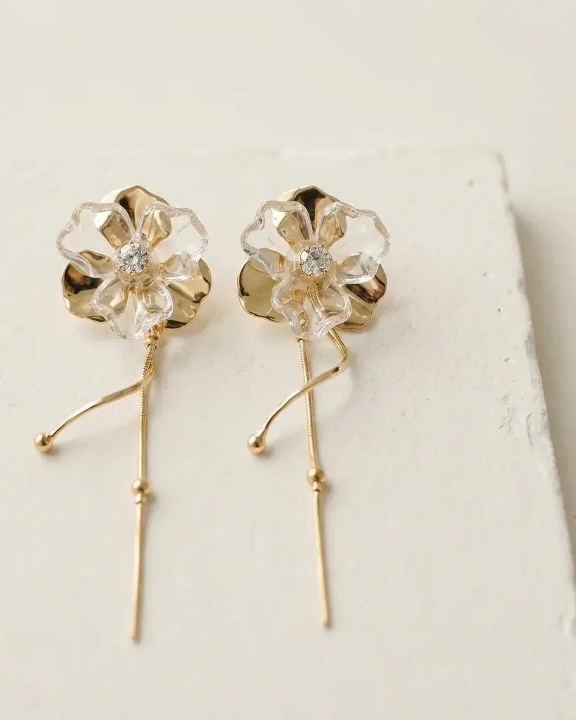 Golden Petal Cascade Earrings