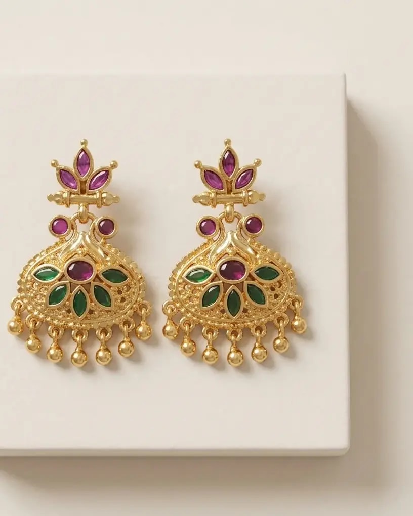Manjari Heirloom Gold-Toned Screw Back Earrings