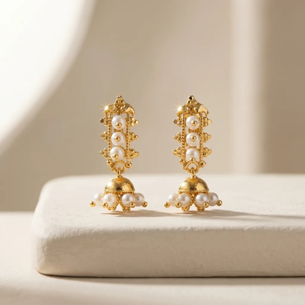 Vallari Pearl Gold-Toned Screw Back Earrings