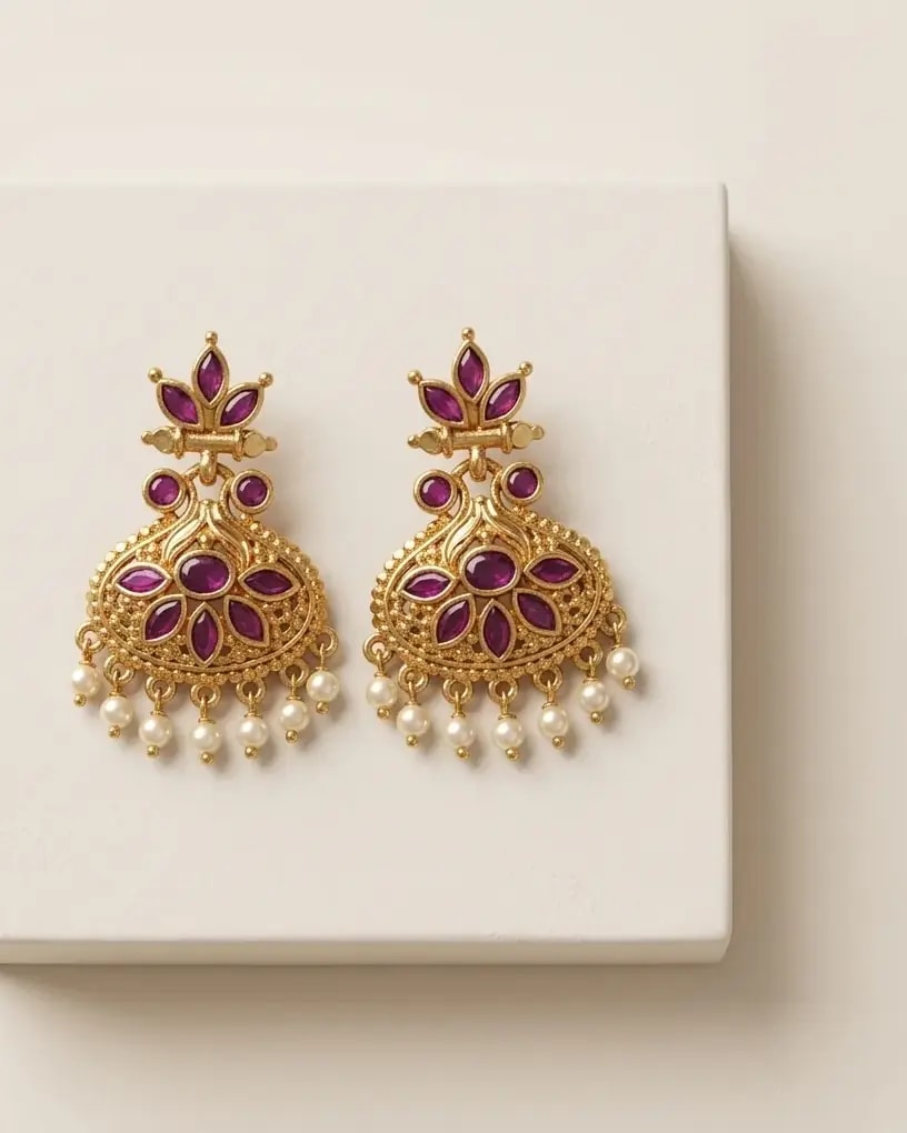 Manjari Heirloom Gold-Toned Screw Back Earrings