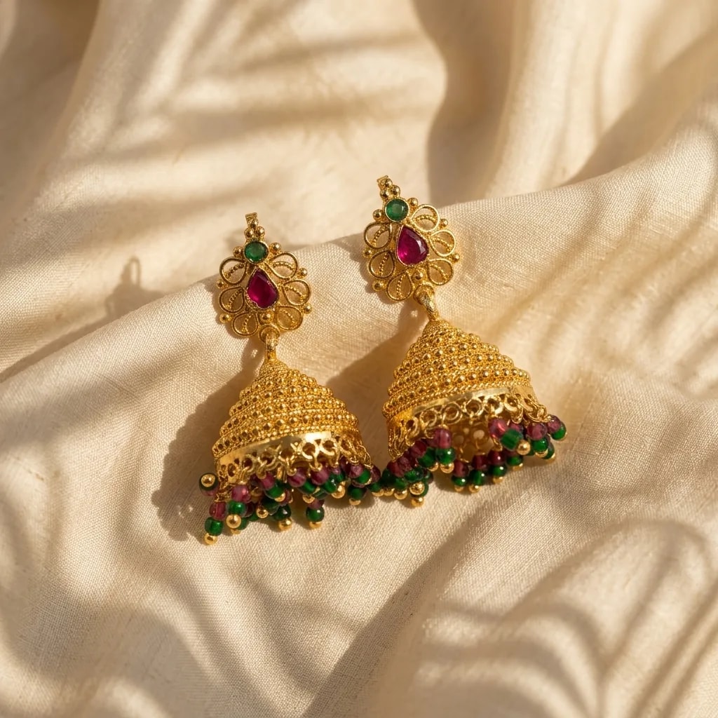 Jaali Heirloom Gold-Toned Screw Back Jhumkas