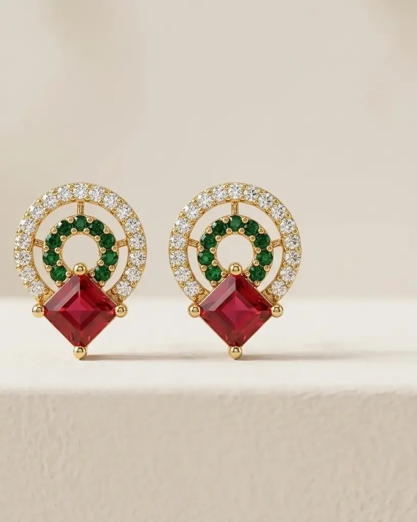 Regal Stone Gold-Toned Screw Back Studs