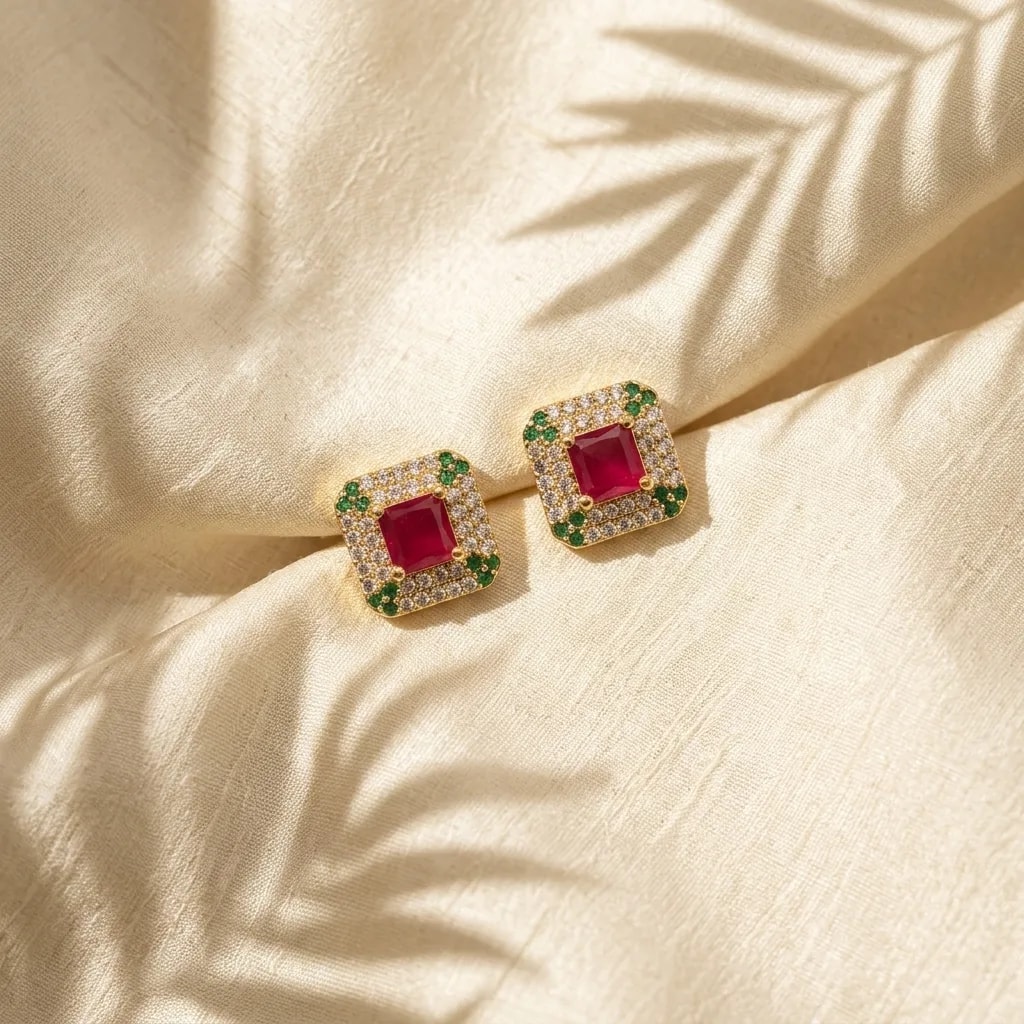 Chowk Stone Gold-Toned Screw Back Studs