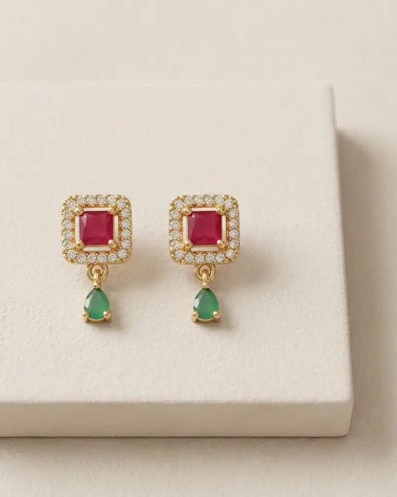 Latkan Stone Gold-Toned Screw Back Studs