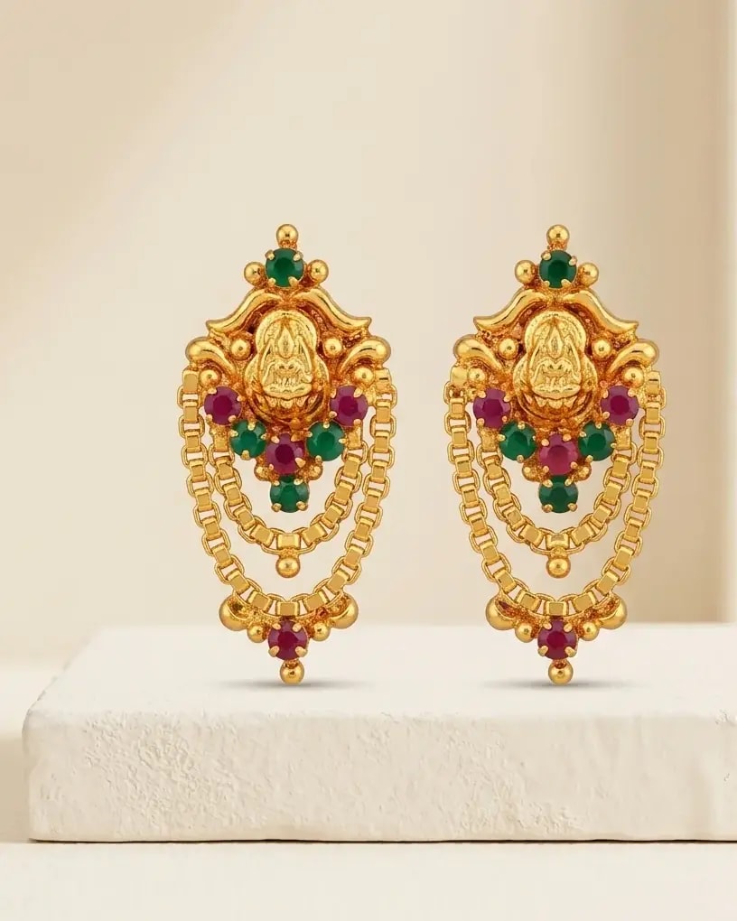 Lakshmi Devi Heritage Gold-Toned Screw Back Earrings
