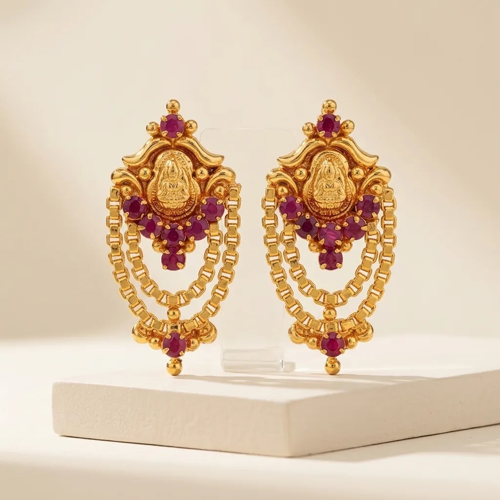 Lakshmi Devi Heritage Gold-Toned Screw Back Earrings