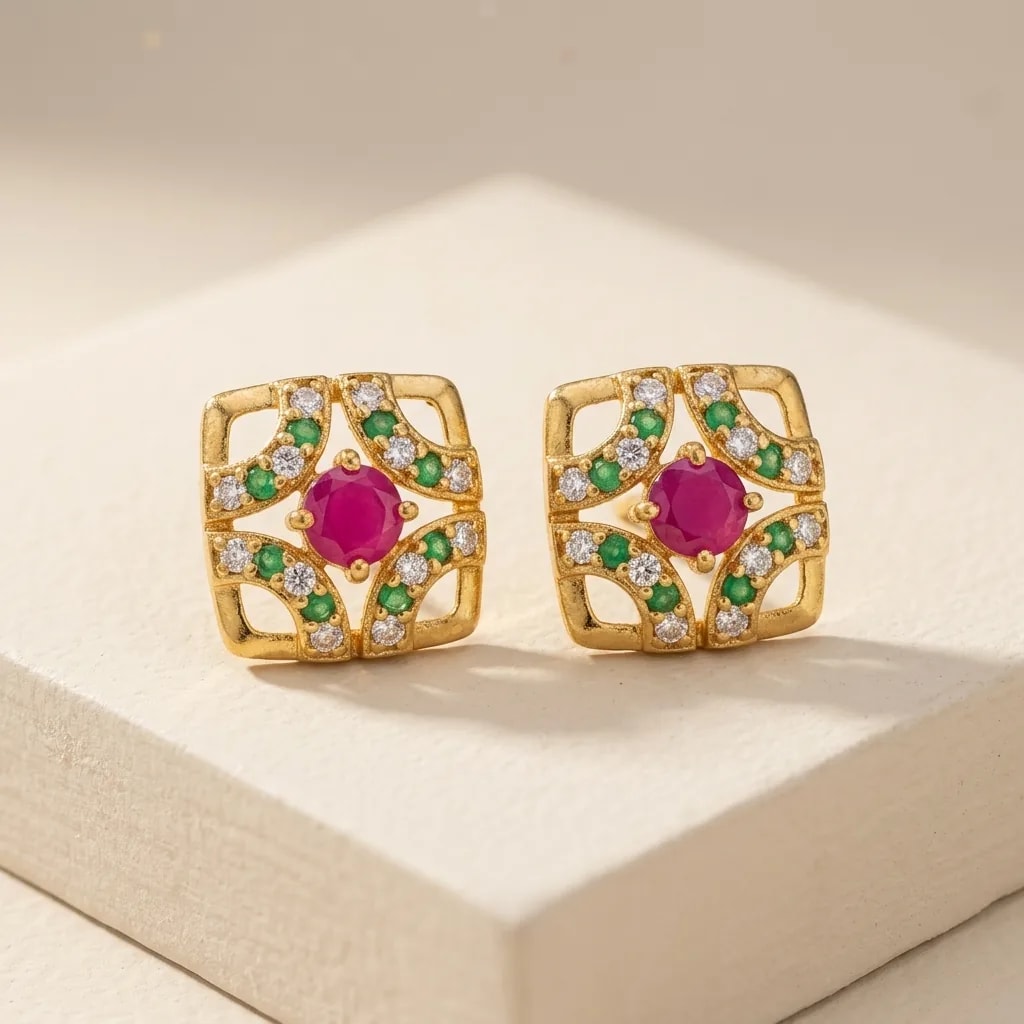 Kattam Stone Gold-Toned Screw Back Studs