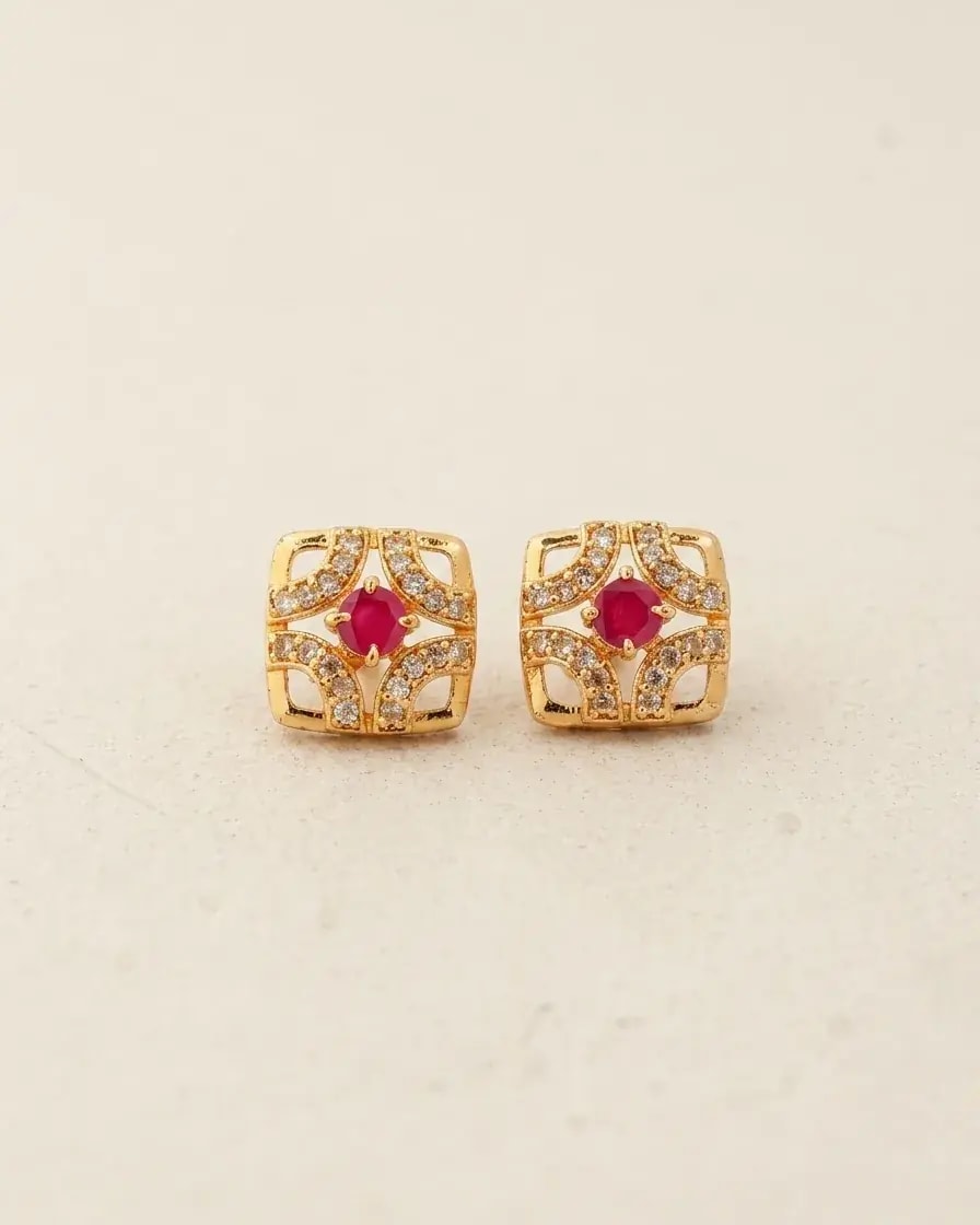 Kattam Stone Gold-Toned Screw Back Studs