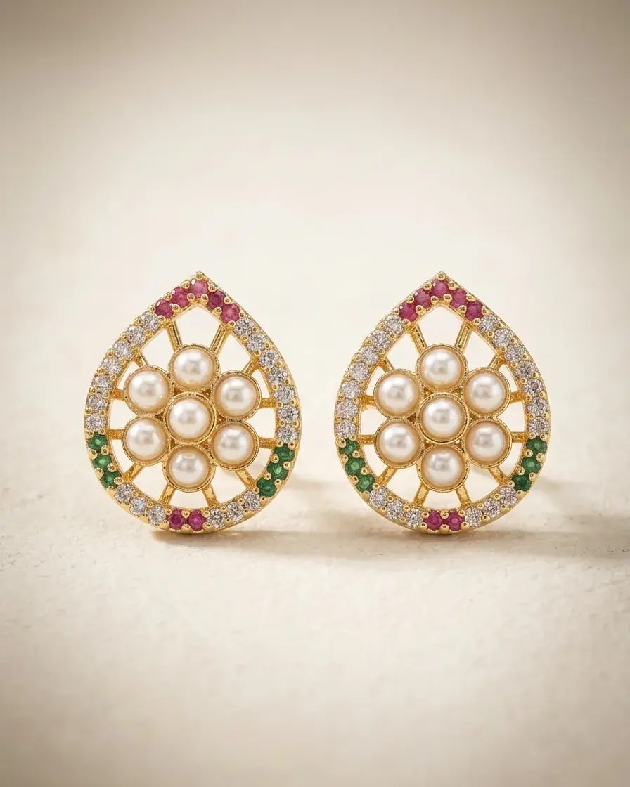 Muthu Pushpa Gold-Toned Screw Back Studs