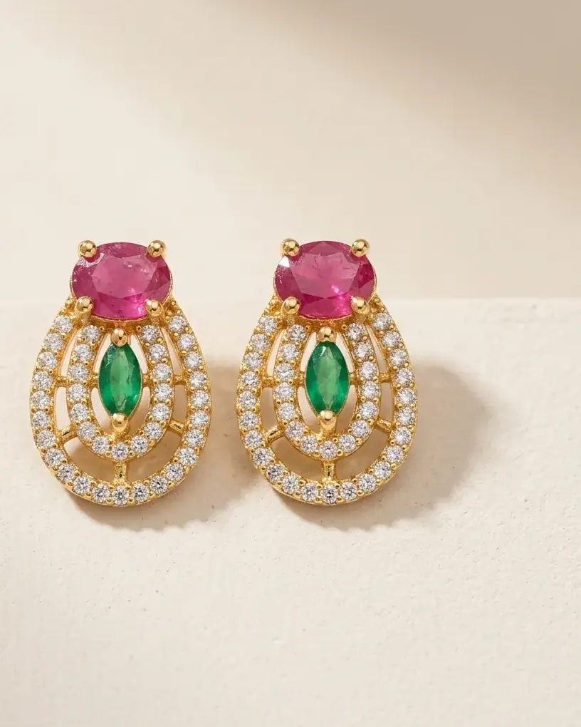 Triveni Gold-Toned Screw Back Studs